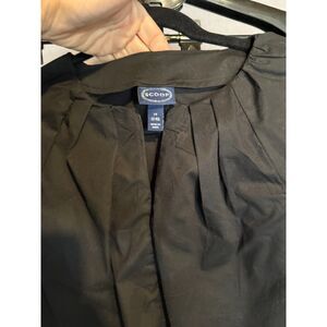 SCOOP Black Zipper & Pleated-Front 100% Cotton Chic Blouse Med